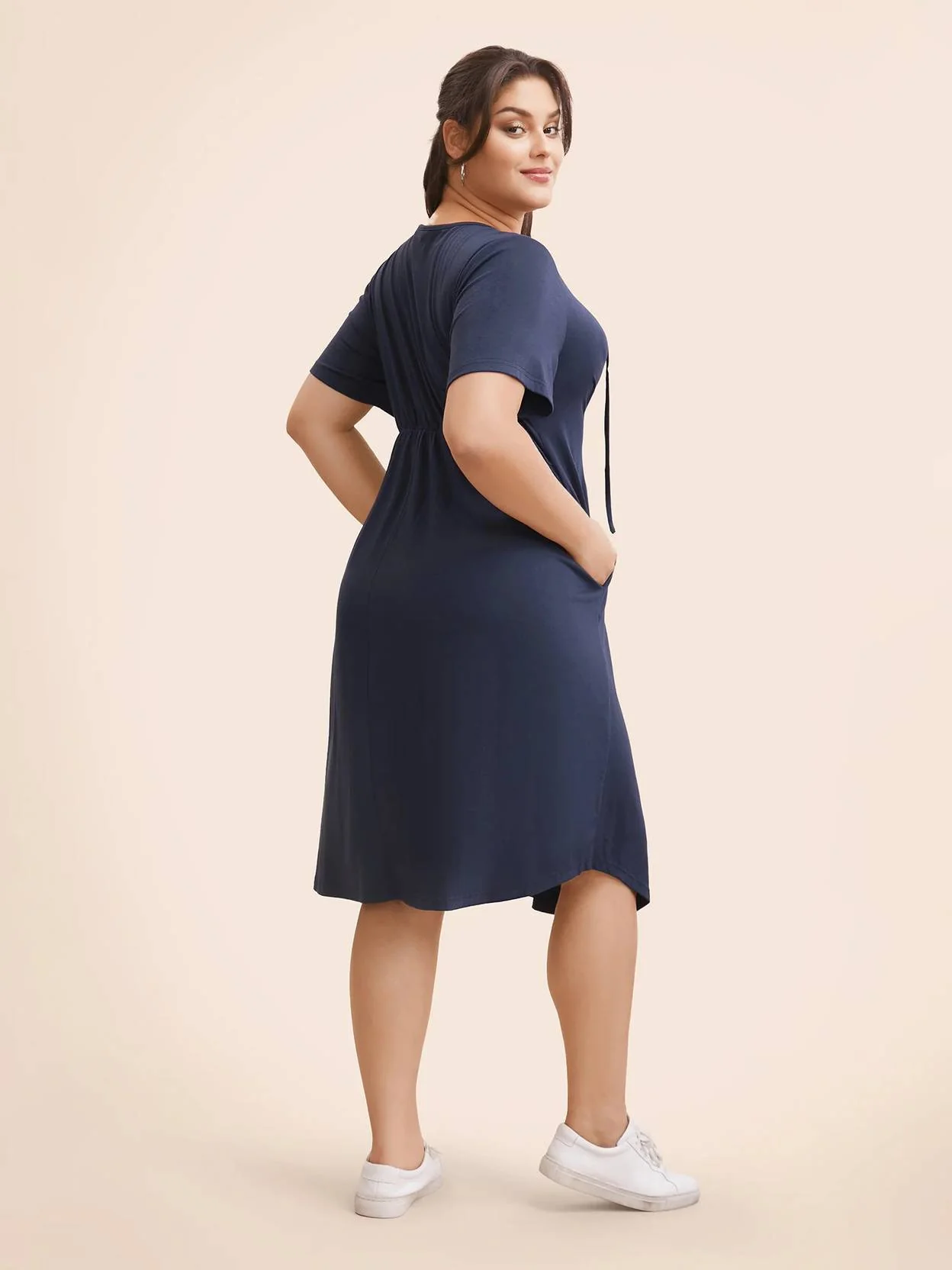 Curvy CLOSET Women A-line Blue Knee Length Dress - Image 3