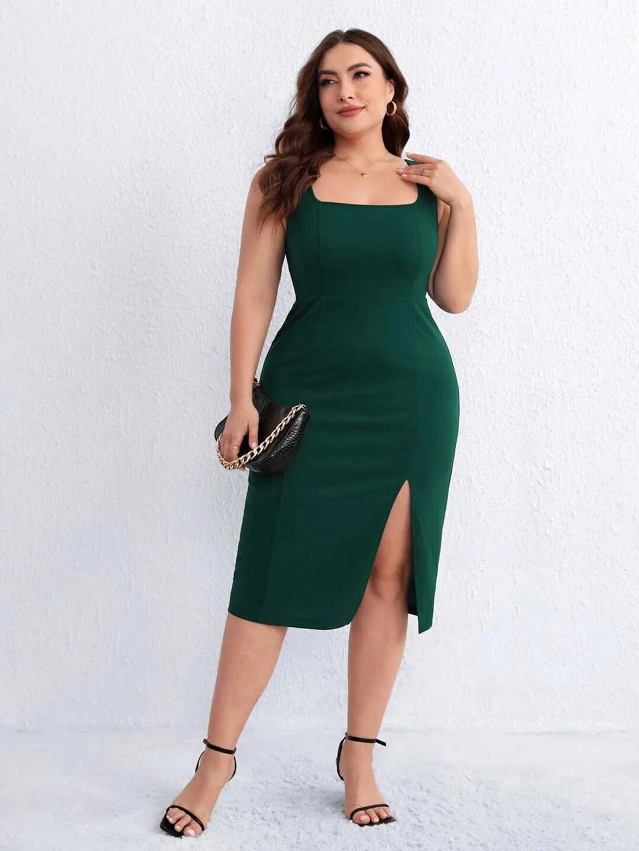 Curvy CLOSET Women Bodycon Green Knee Length Dress - Image 5