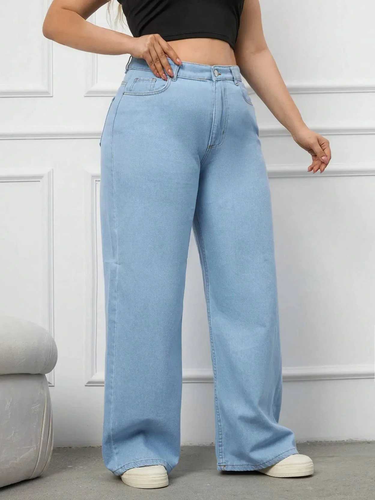 Curvy CLOSET Women Loose Fit High Rise Blue Jeans - Image 5