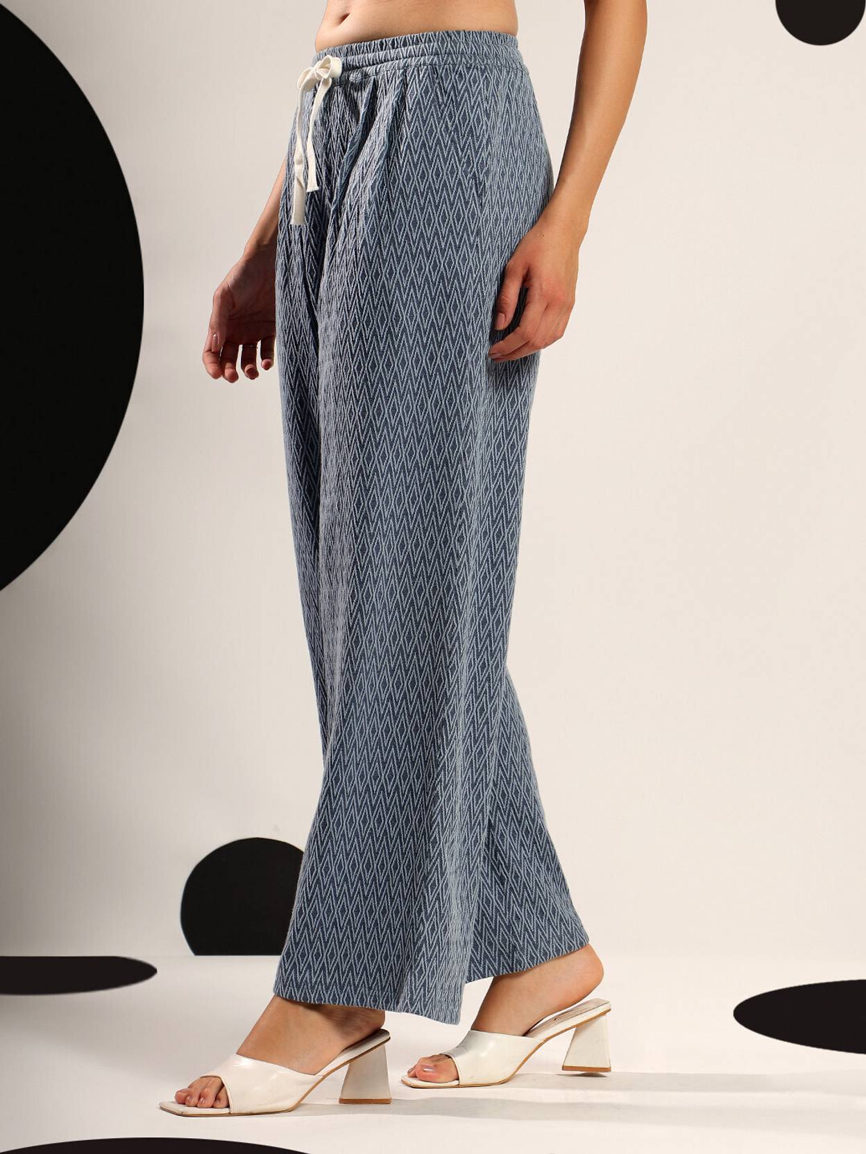 KOTTY Women Loose Fit Blue Lycra Blend Trousers - Image 3