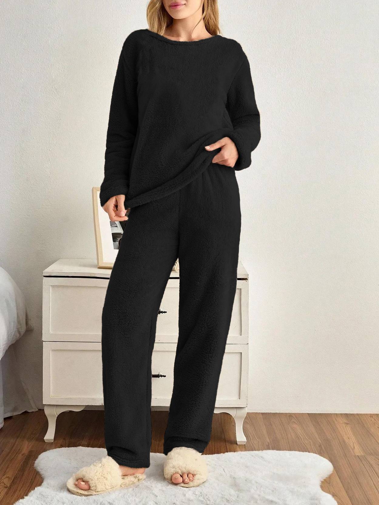 KOTTY  Women Night Suit Set Black Solid - Image 5
