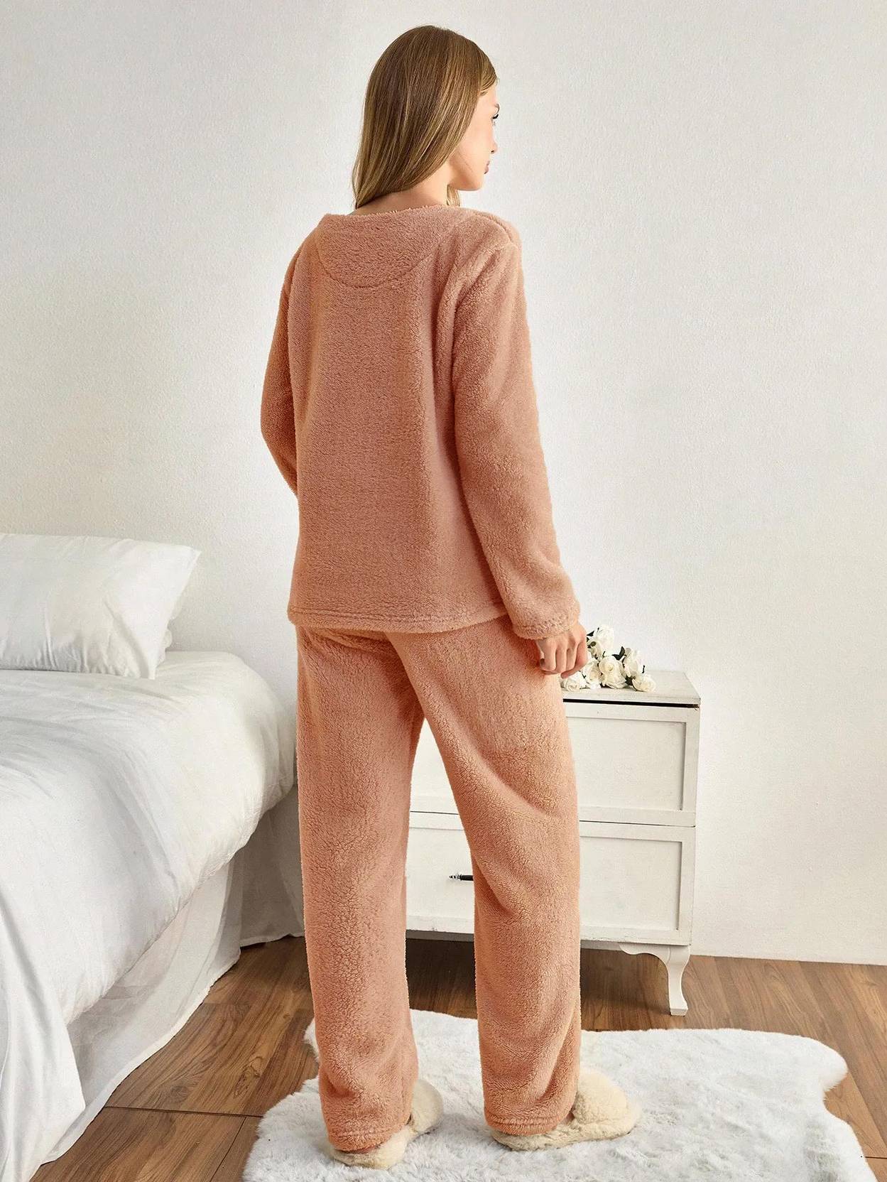 KOTTY  Women Night Suit Set Brown Solid - Image 3