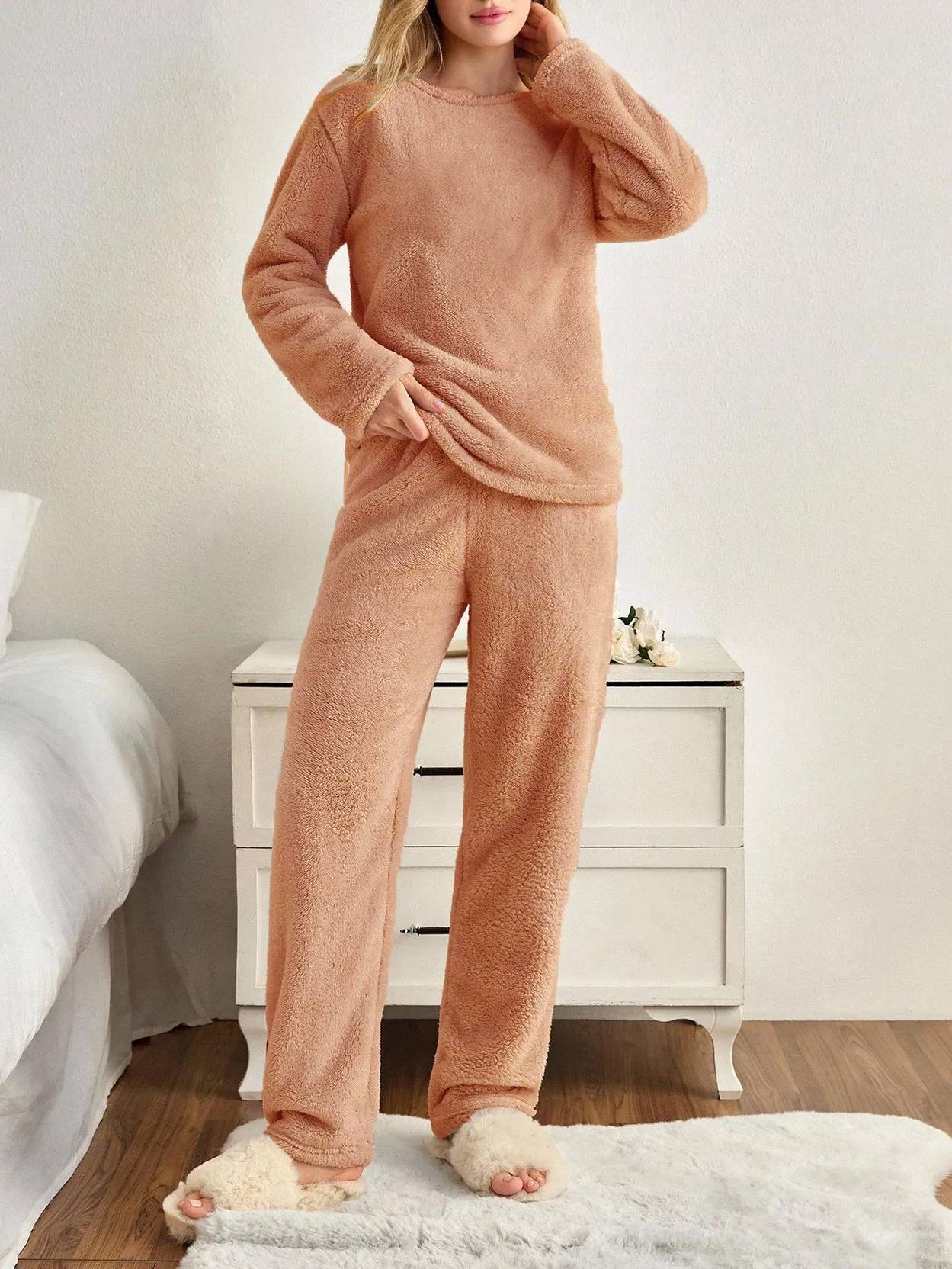 KOTTY  Women Night Suit Set Brown Solid - Image 4