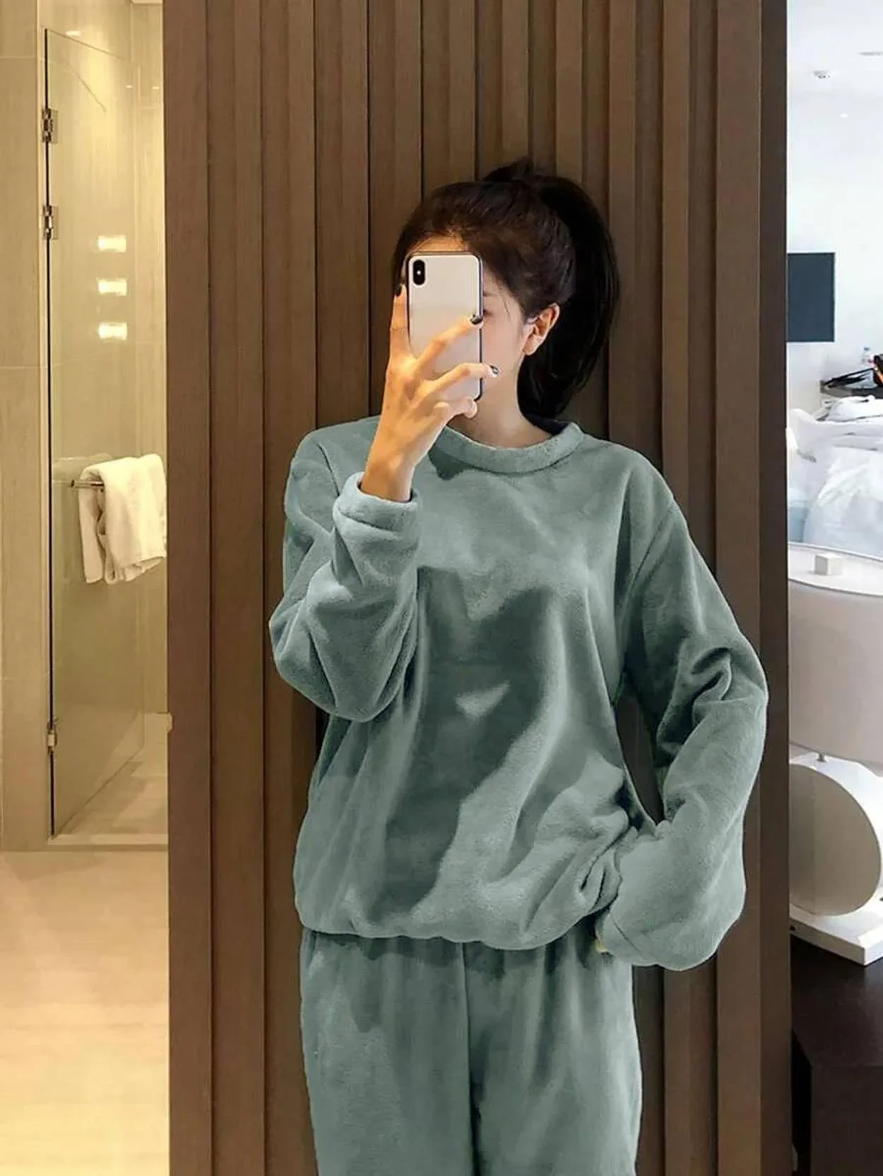 KOTTY  Women Night Suit Set Green Solid - Image 3