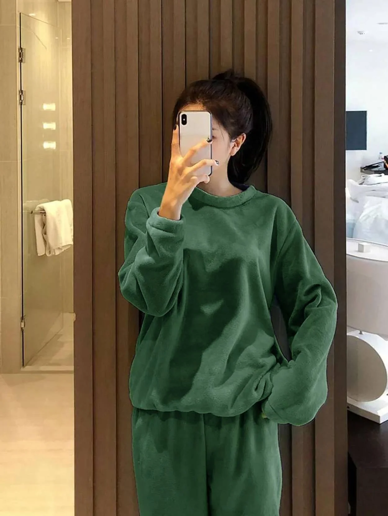 KOTTY  Women Night Suit Set Green Solid - Image 3