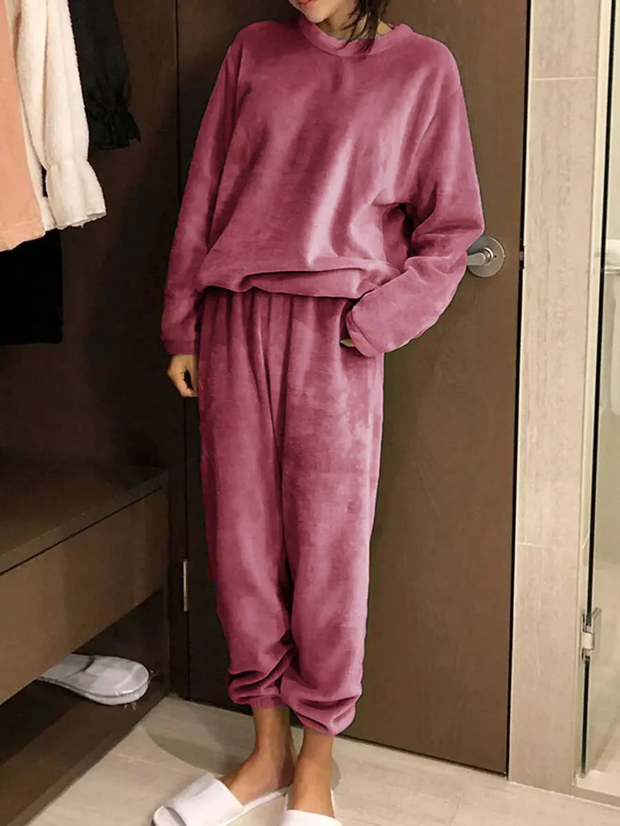 KOTTY  Women Night Suit Set Pink Solid - Image 3