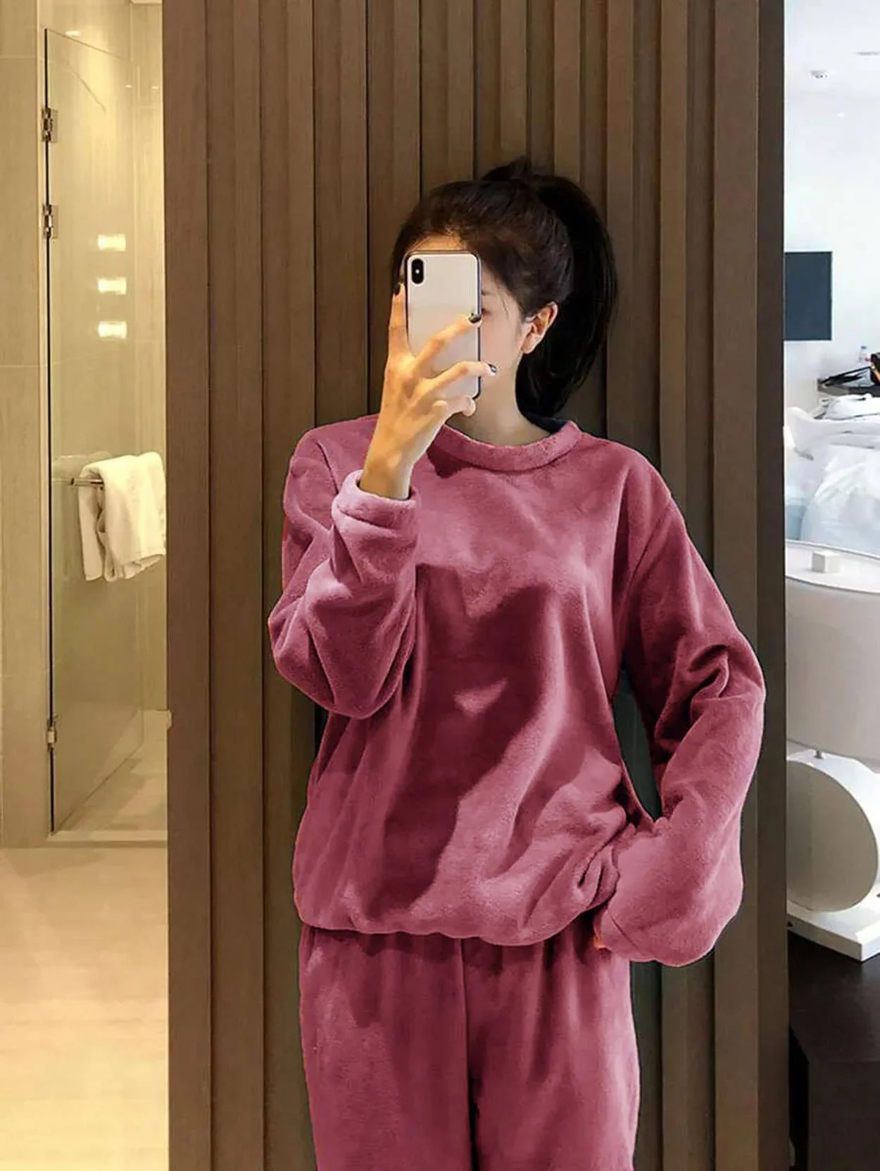 KOTTY  Women Night Suit Set Pink Solid - Image 4