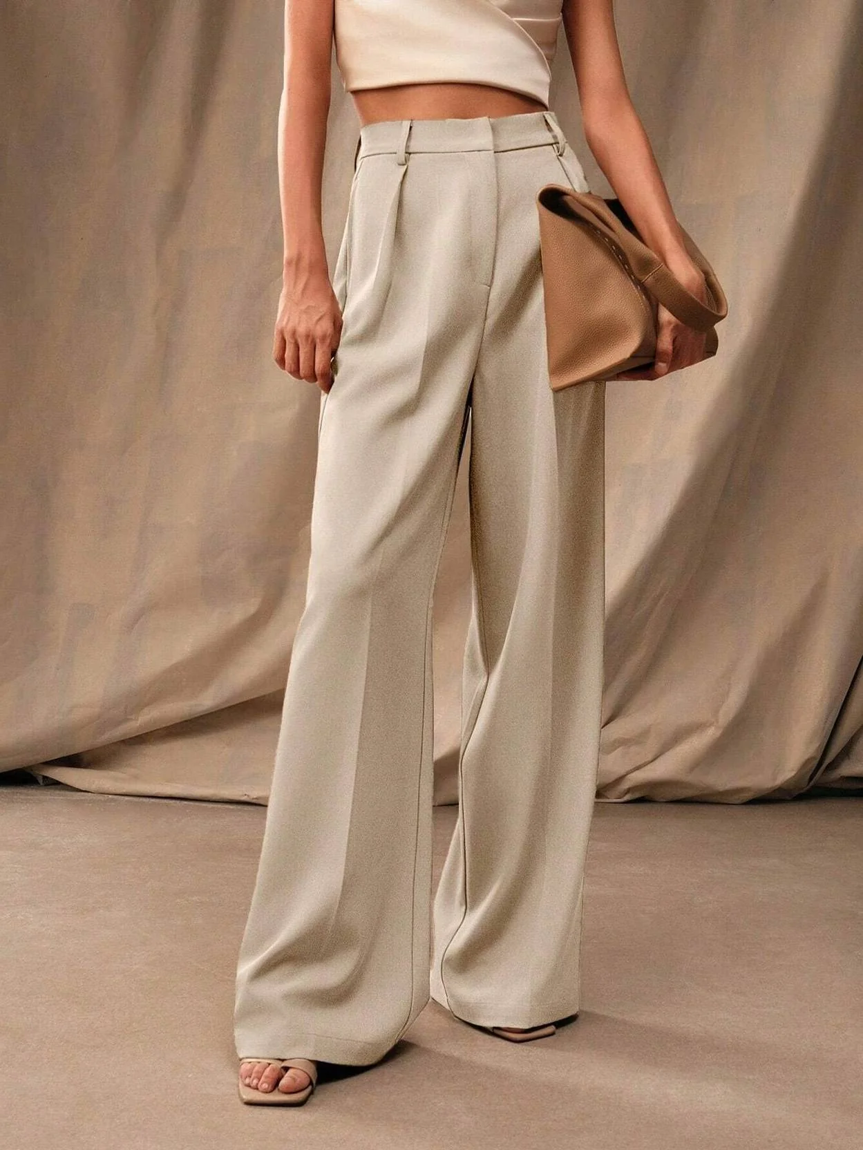 KOTTY Women Relaxed Beige Viscose Rayon Trousers - Image 3