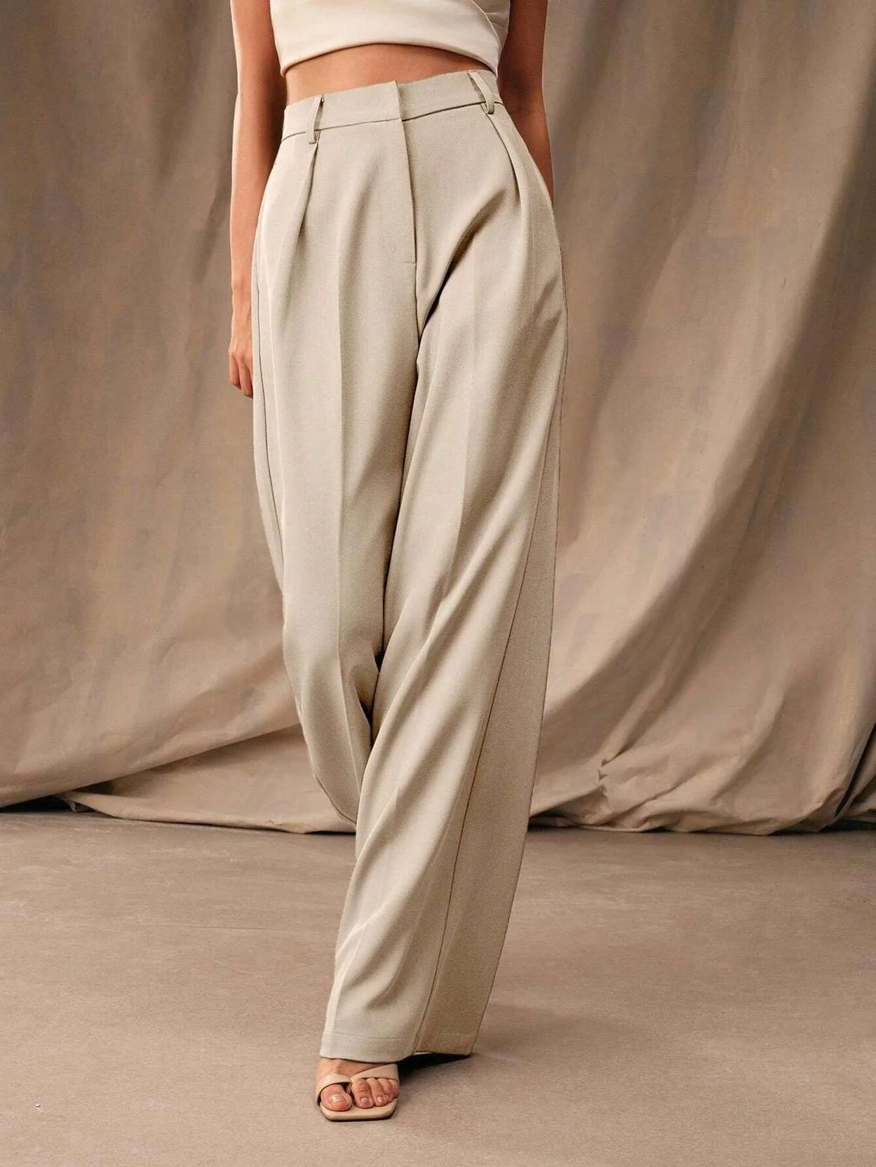 KOTTY Women Relaxed Beige Viscose Rayon Trousers - Image 4