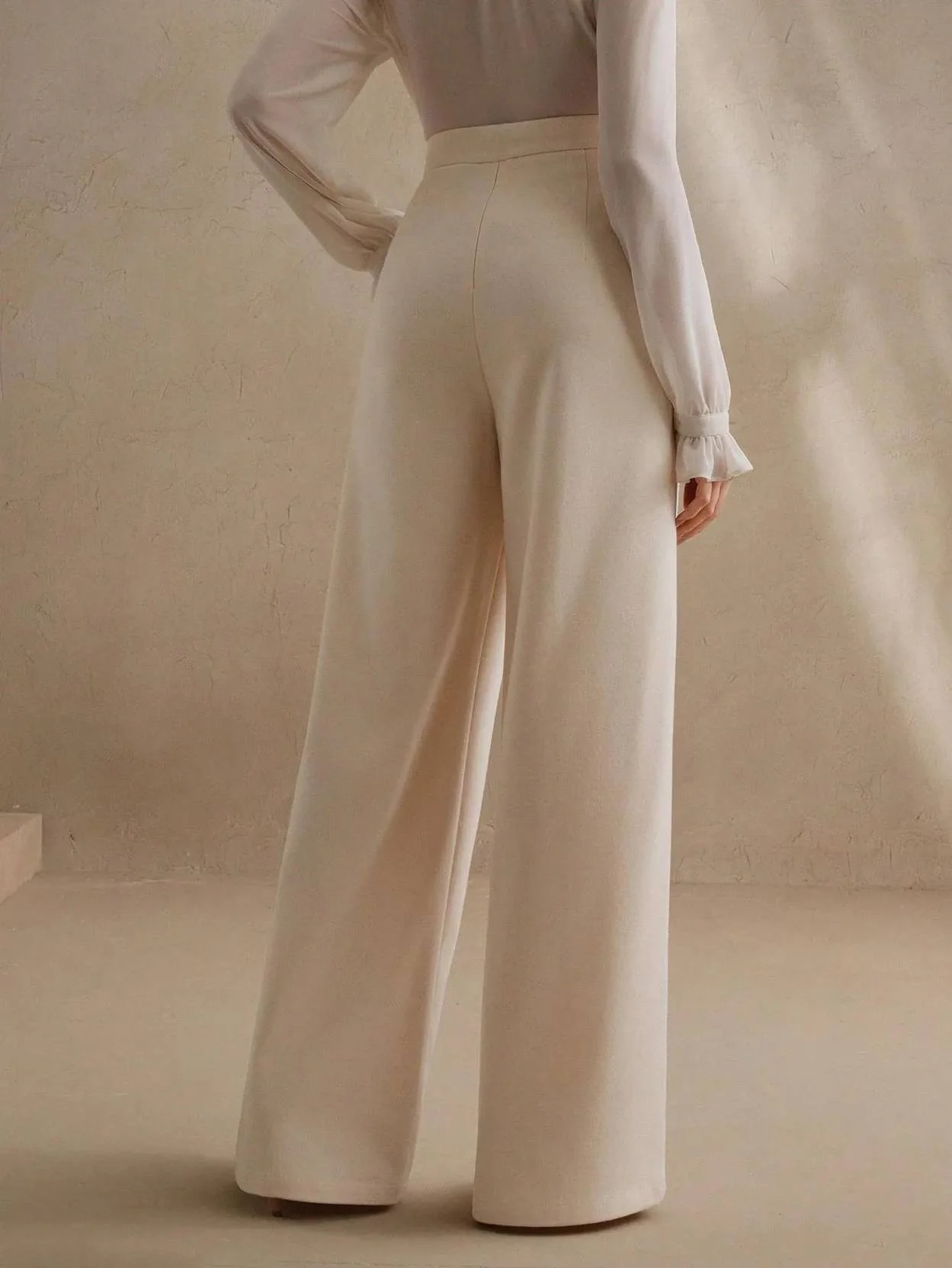 KOTTY Women Relaxed Beige Viscose Rayon Trousers - Image 4