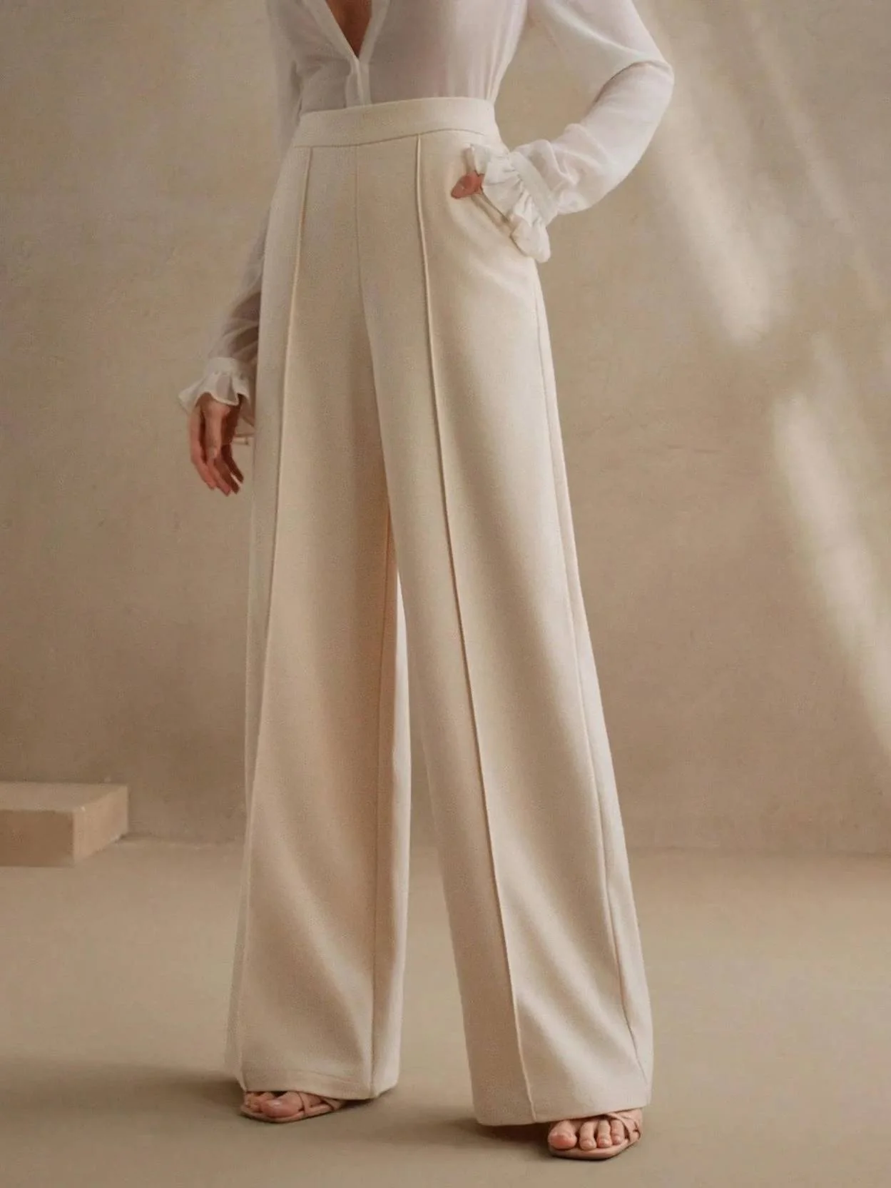 KOTTY Women Relaxed Beige Viscose Rayon Trousers - Image 6