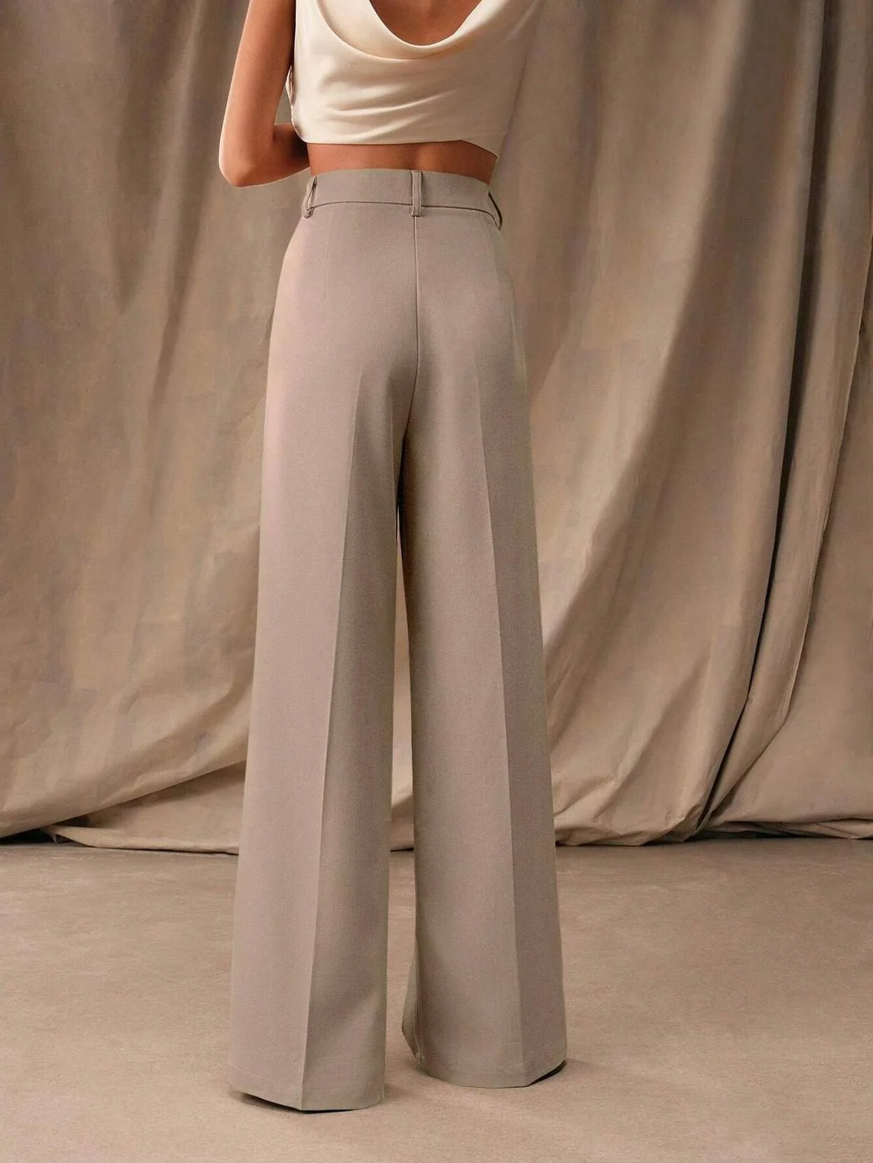 KOTTY Women Relaxed Beige Viscose Rayon Trousers - Image 3