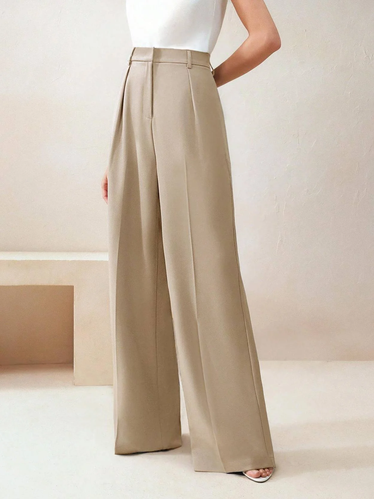 KOTTY Women Relaxed Beige Viscose Rayon Trousers - Image 5