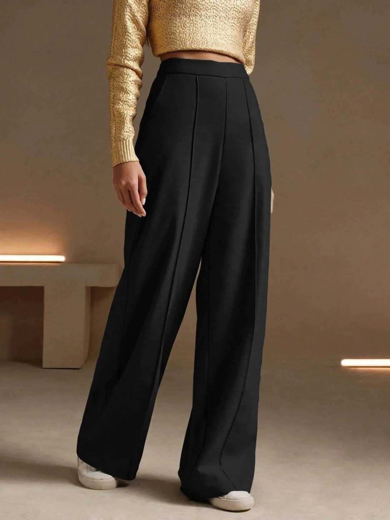 KOTTY  Women Relaxed Black Viscose Rayon Trousers - Image 3