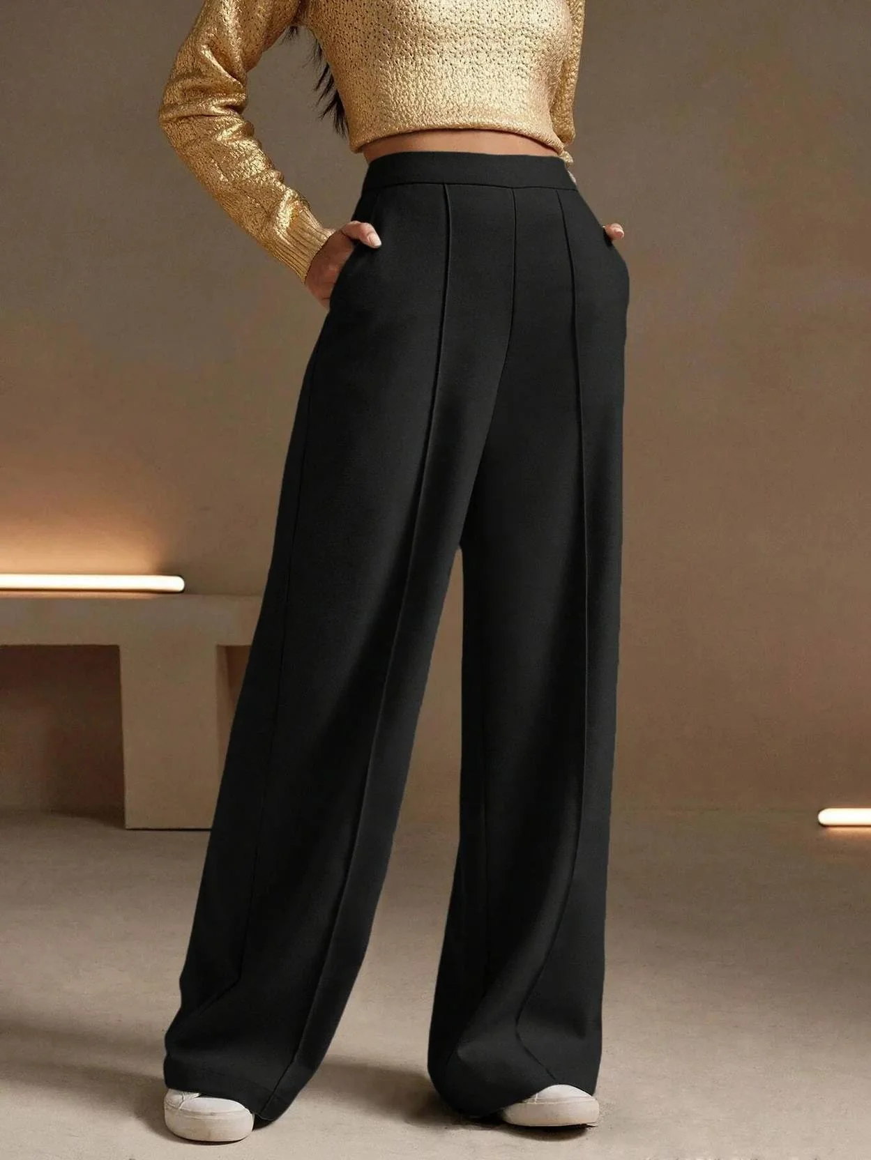 KOTTY  Women Relaxed Black Viscose Rayon Trousers - Image 6