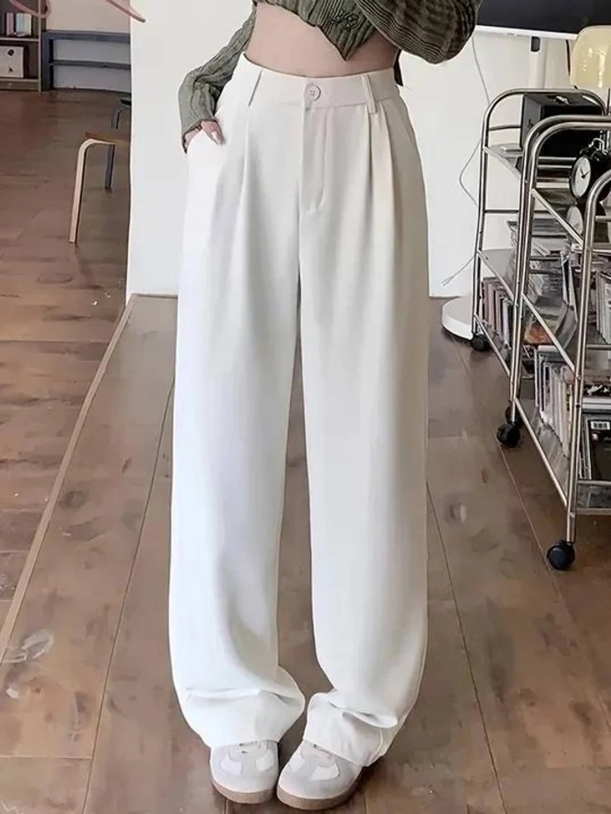 KOTTY  Women Relaxed White Cotton Blend Trousers - Image 4