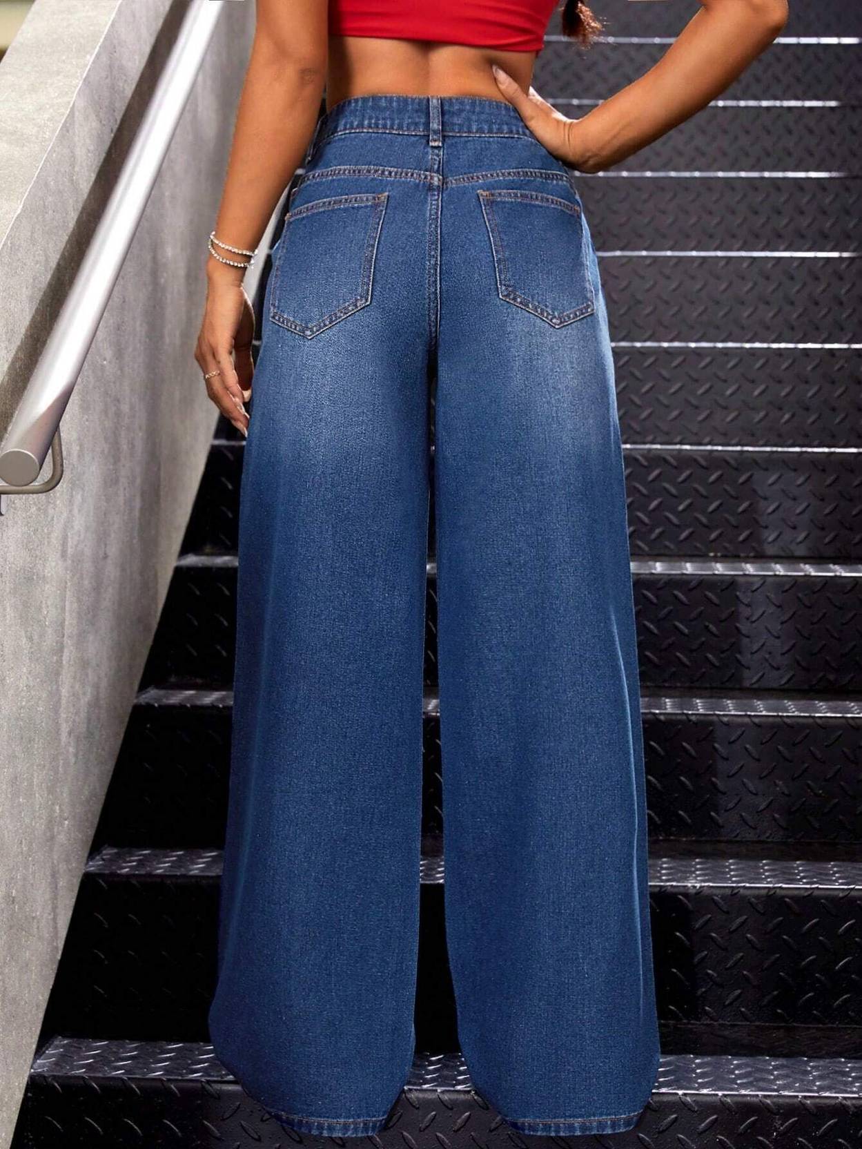 KOTTY Women Straight Fit Mid Rise Dark Blue Jeans - Image 4