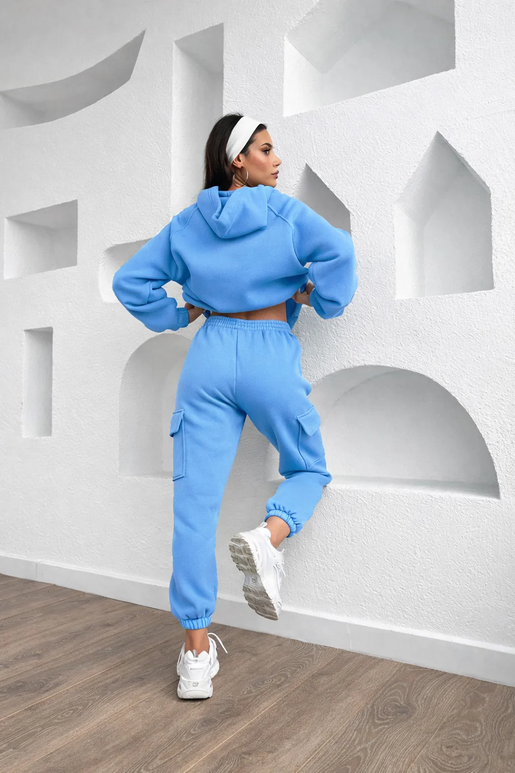 Sky Blue Cozy Hoodie & Cargo Jogger Set - Image 3