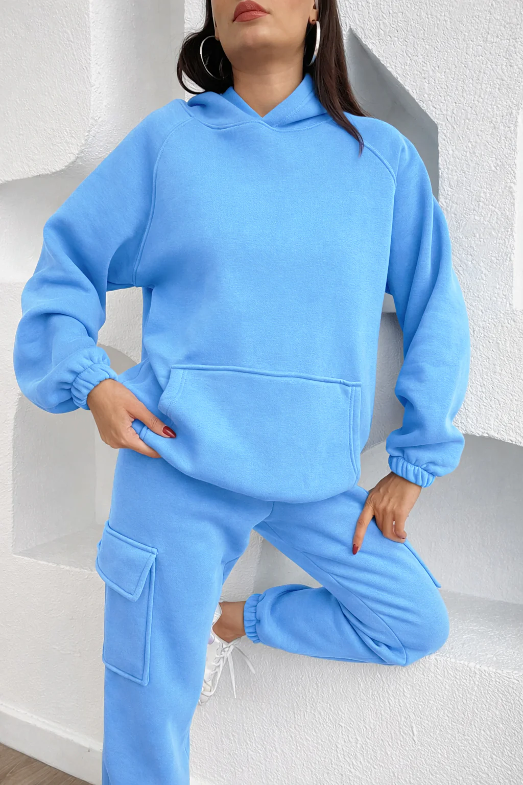 Sky Blue Cozy Hoodie & Cargo Jogger Set - Image 4